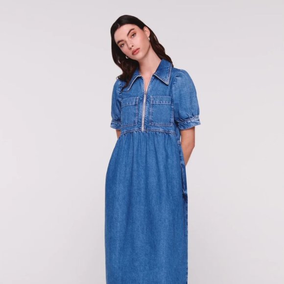 ALIGNE GABRIELLA SHORT SLEEVE DENIM MIDI DRESS - Picture 2 of 11